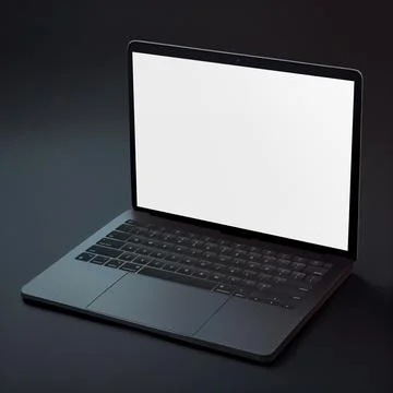 Blank Laptop template computer isolated on a greyish background Stock Photos