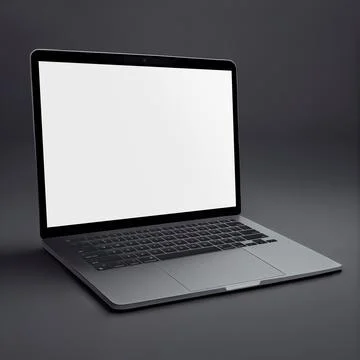 Blank Laptop template computer isolated on a greyish background Stock Photos