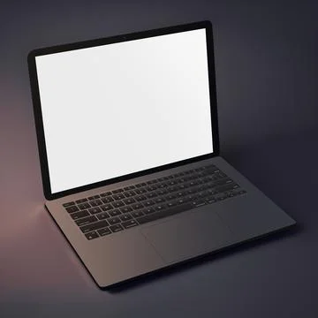 Blank Laptop template computer isolated on a greyish background 스톡 사진