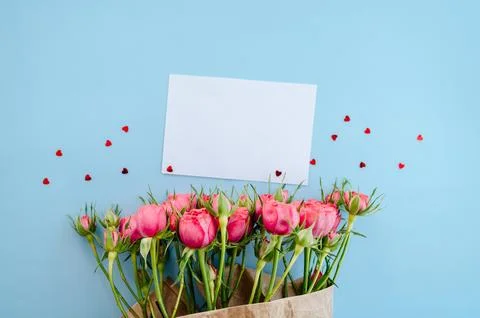 Blank layout for a note among flowers, perfect for a romantic message Stock Photos