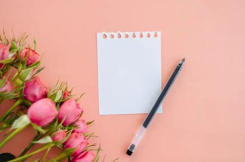 Blank layout for a note among flowers, perfect for a romantic message Stock Photos