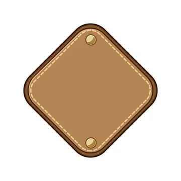 Blank leather patch badge with stitching and rivets Stock Illustration