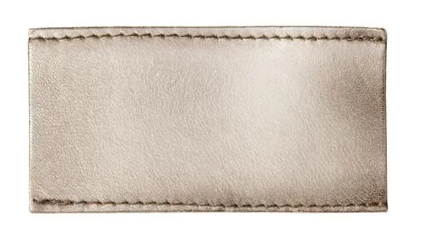 Blank leather tag with rough stitching on transparent background Stock Photos