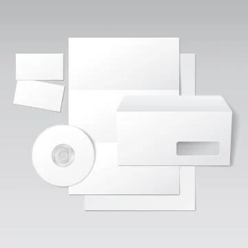 Blank letter, envelope, business cards and cd Stock Illustration