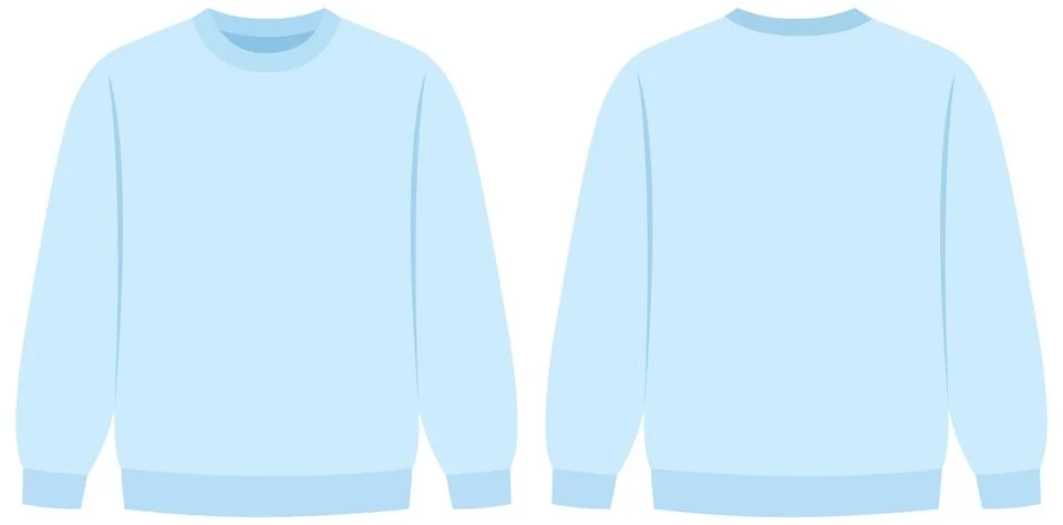 Blank Light Blue Crew Neck Sweatshirt Mockup Front and Back Views Stock Illustration