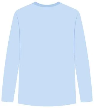 Blank Light Blue Long Sleeve T-Shirt Vector Mockup Template Stock Illustration