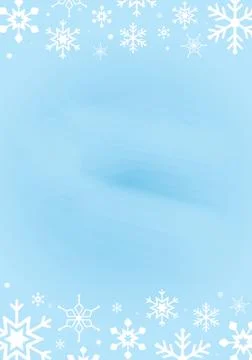 Blank, light blue poster with frame with white snowflakes and space for text Stock Illustration
