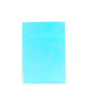 Blank light blue sticky note on white background, top view 스톡 사진