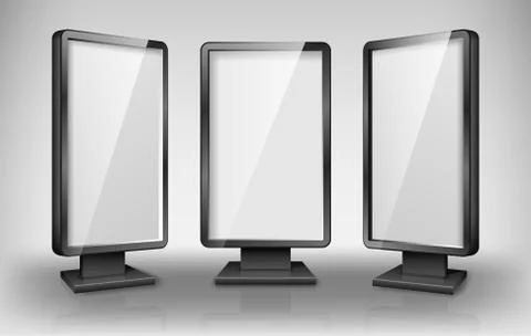 Blank lightbox template. Street 3d Retail lighting billboards. Realistic Stock Illustration