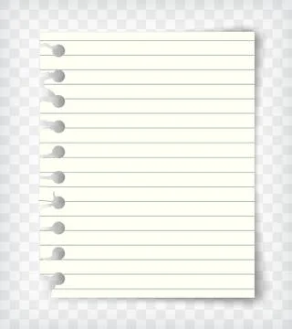 Blank lined note book page with torn edge Stock Illustration