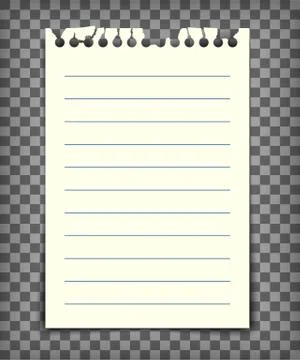 Blank lined note book page with torn edge Stock Illustration