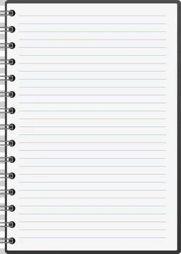 A blank, lined notebook page with a spiral binding sits ready for thoughts .. Stock Illustration