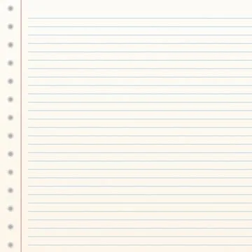 Blank lined notebook pages with red margin and numbered tabs for writing or.. Illustrazione stock