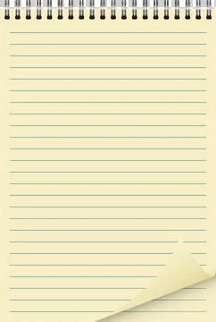 Blank lined notepad page with curled corner. Ideal for writing, journaling,.. Stock Illustration