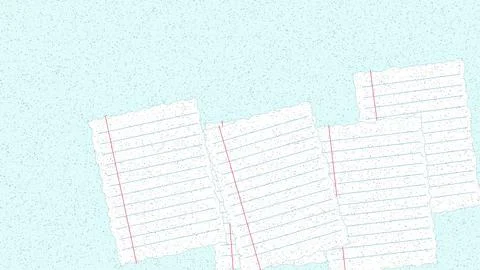 Blank lined paper sheets with red grid lines on light blue background Stock Illustration
