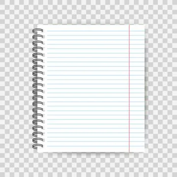 Blank lined paper template, one page, Notebook end Exercise book. Vector illu Stock Illustration