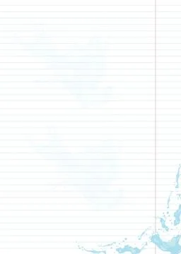 Blank lined sheet with liquid splashed Stock Illustration