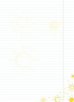 Blank lined sheet of paper with charcoal suns Stock Illustration