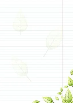 Blank lined striped sheet with stylized green leaves Stock Illustration