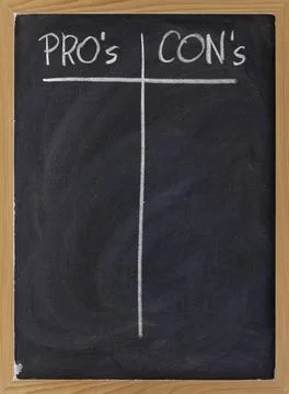 Blank list of pro and contra arguments pros and cons, blank list of pro an... Stock Photos