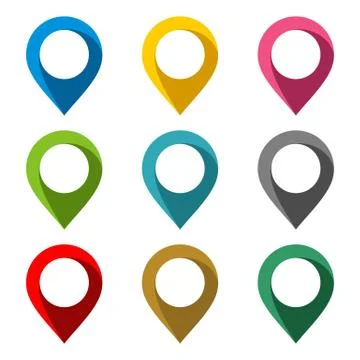 Blank Location Point Vector Set Illustration Design. Vector EPS 10. Stock Illustration