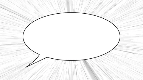 Blank manga dialogue bubble visual oval callout, sharp tail, black border, dynam Stock Footage 340569587