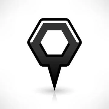 Blank map pin flat location icon hexagon sign Stock-Illustration