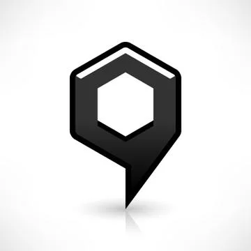 Blank map pin flat location icon hexagon sign Stock Illustration