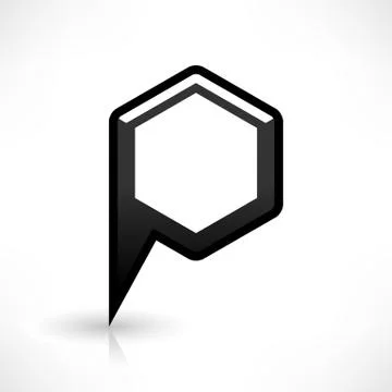 Blank map pin flat location icon hexagon sign Stock Illustration