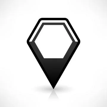 Blank map pin flat location icon hexagon sign Stock Illustration