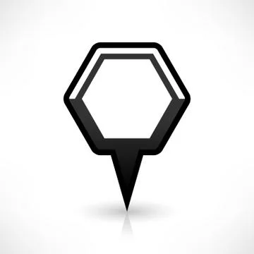 Blank map pin flat location icon hexagon sign Illustrazione stock