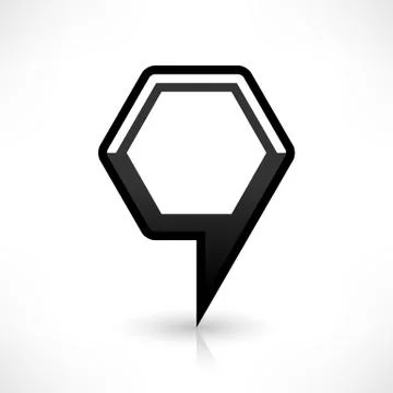 Blank map pin flat location icon hexagon sign 스톡 일러스트