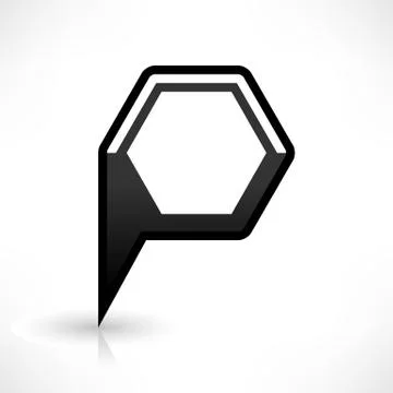Blank map pin flat location icon hexagon sign Stock Illustration