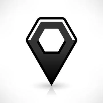 Blank map pin flat location icon hexagon sign Stock Illustration