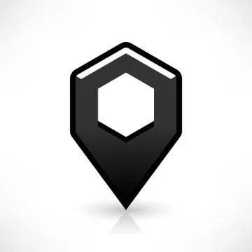 Blank map pin flat location icon hexagon sign 스톡 일러스트