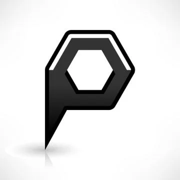 Blank map pin flat location icon hexagon sign Stock Illustration