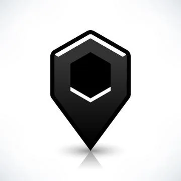 Blank map pin flat location icon hexagon sign Stock Illustration