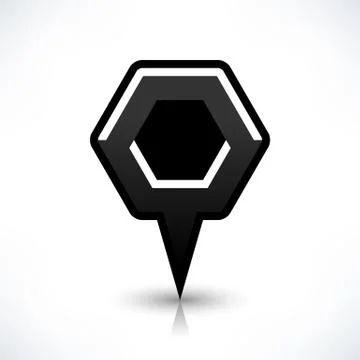 Blank map pin flat location icon hexagon sign Stock Illustration