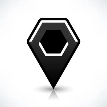 Blank map pin flat location icon hexagon sign Stock Illustration