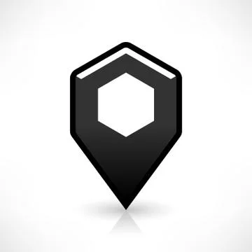 Blank map pin flat location icon hexagon sign Illustrazione stock