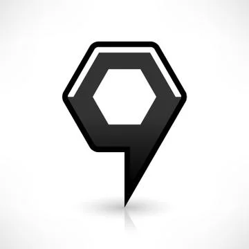 Blank map pin flat location icon hexagon sign Stock-Illustration