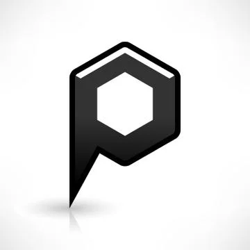 Blank map pin flat location icon hexagon sign Stock-Illustration