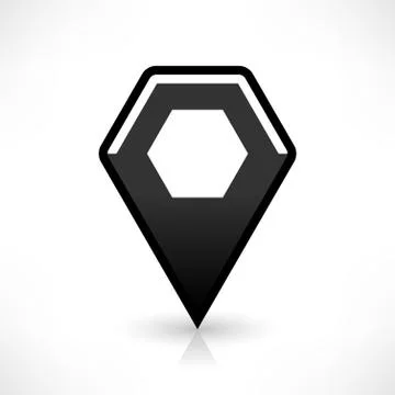 Blank map pin flat location icon hexagon sign Stock Illustration