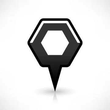 Blank map pin flat location icon hexagon sign 스톡 일러스트