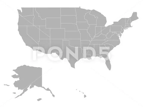 Blank map of United States of America - USA. Simplified dark grey silhouette Stock Illustration