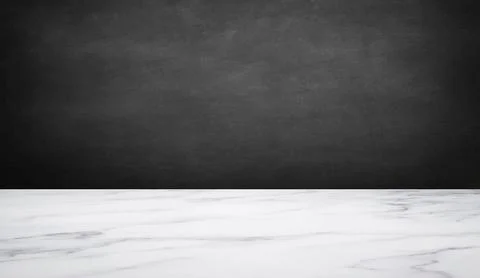 Blank marble table top in front of blackboard - Illustration Stock Illustration