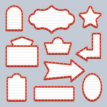 Blank Marquee Light Sign Frames Set with Lined Text Area Stock Illustration