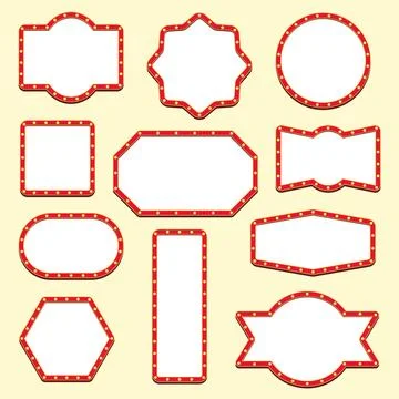 Blank Marquee Light Sign Frames Set in Geometric Shapes Stock Illustration