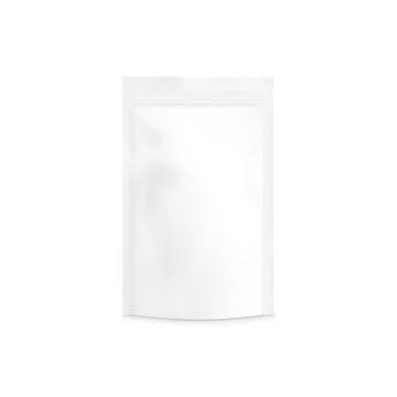 Blank Matte White Pouch Up Package isolated on a white Background Stock Illustration