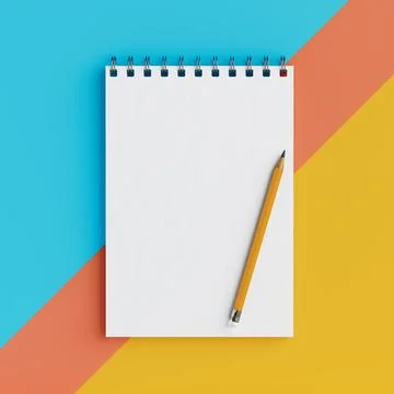 Blank Memo Notepad with Pencil. 3d Rendering Stock Illustration